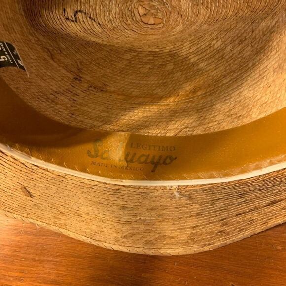 Legitimo Hat Saguaro Mexican Woven Palm Straw Sz 55 / 6 7/8. Cowboy w Band. - Picture 6 of 6